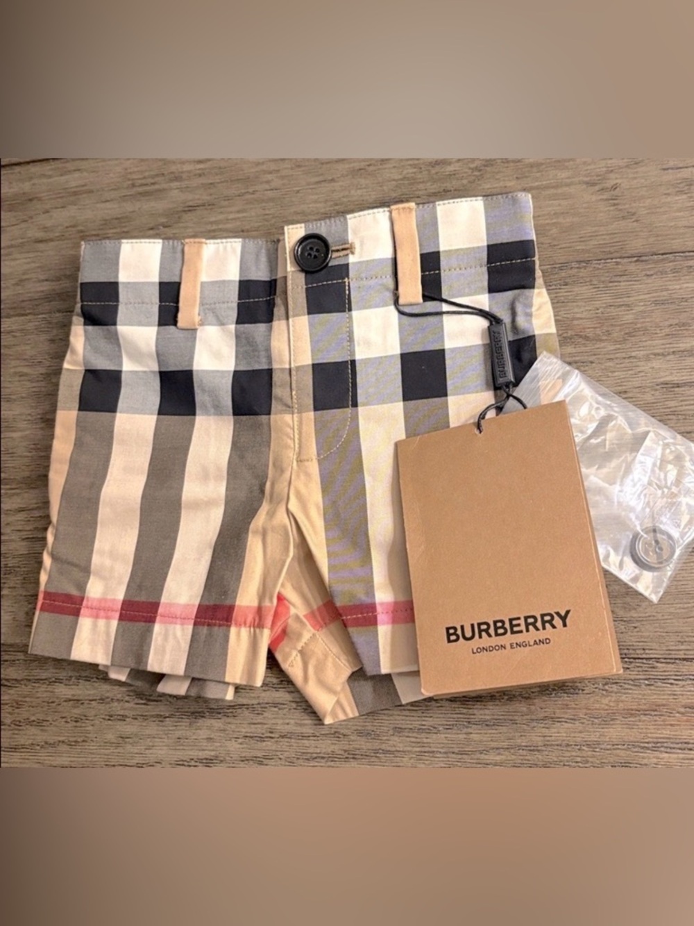 NWT [Burberry] Authentic Luxury Check Plaid Elastic Waist Shorts Toddler Sz 6M - Picture 4 of 13